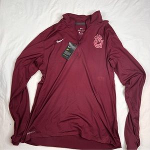 NEW Nike Quarter Zip Mens Large Maroon Dri Fit Pullover Long Sleeve L040224